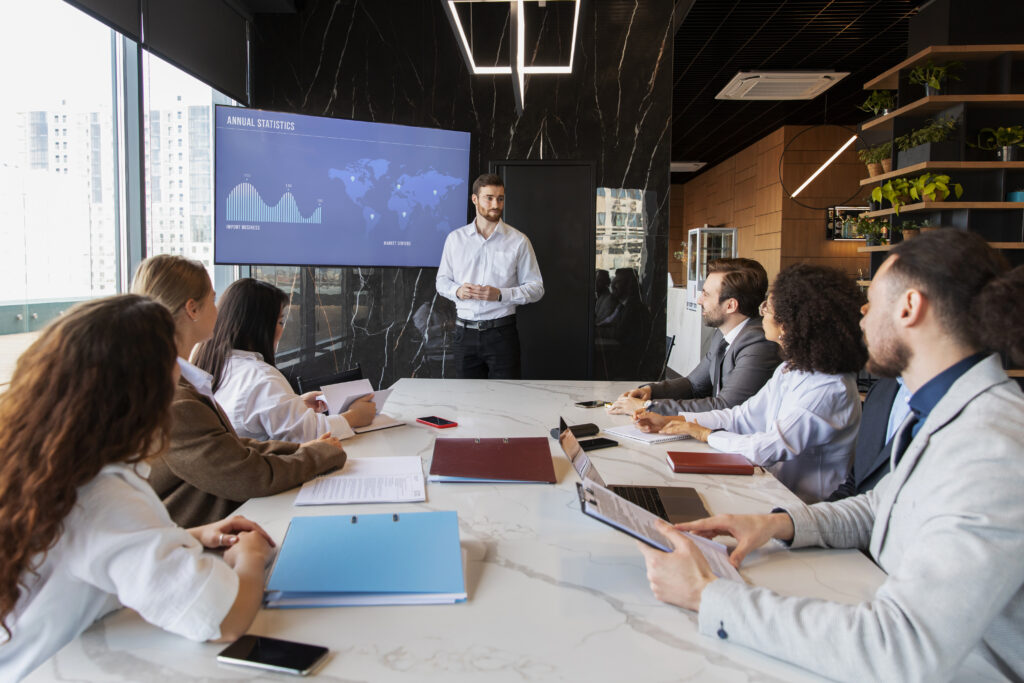 People participating in business events.